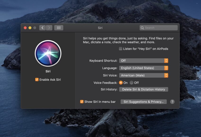 Cambia las funciones de Siri en tu MacBook Pro.