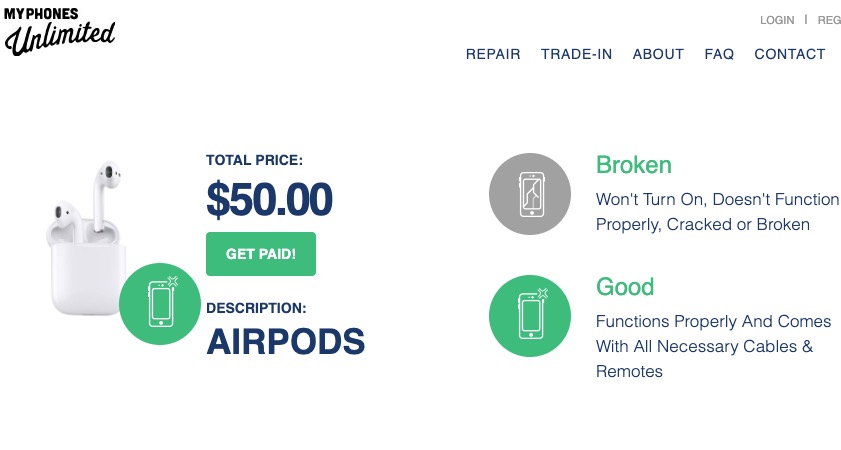 Puede intercambiar sus AirPods por aproximadamente $ 50 o vender por aproximadamente $ 120.