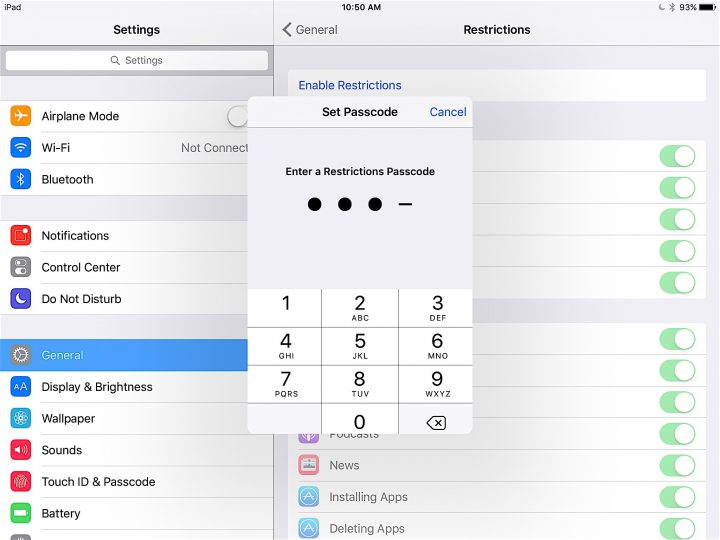 Configure los controles parentales del iPad.