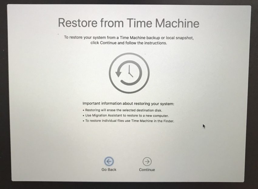Restaura una copia de seguridad de Time Machine que hiciste en macOS High Sierra.