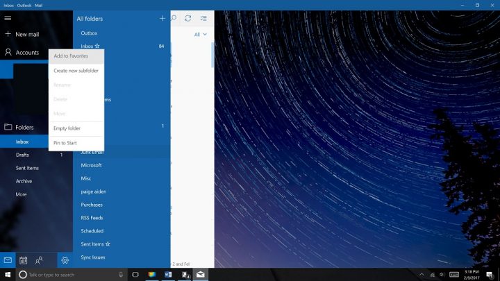 Outlook Mail en Windows 10 Problemas