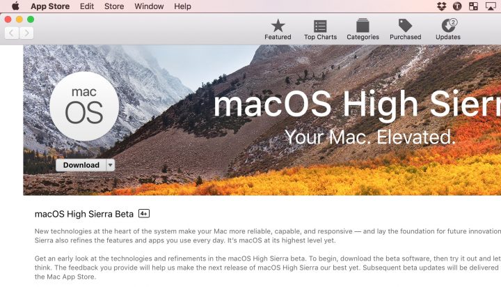 Inicie la descarga beta de macOS High Sierra desde Mac App Store. 