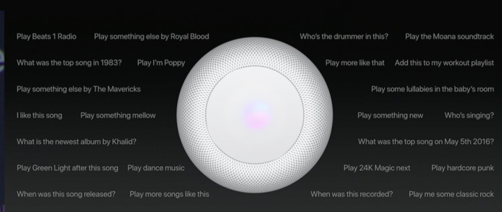 Altavoz Apple HomePod con comandos de palabras Siri para Apple Music