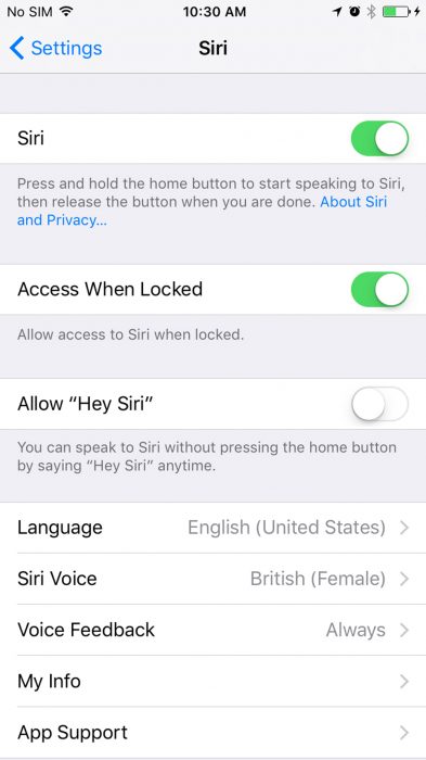 Hola Siri en iOS 1011