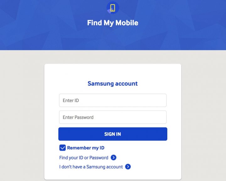 Use Samsung Find My Mobile para restablecer un pin