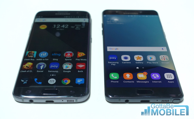 Galaxy S7 Edge (izquierda) vs Note 7 (derecha)