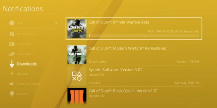 La descarga beta de Call of Duty: Infinite Warfare lleva bastante tiempo en la PS4 en este momento. 
