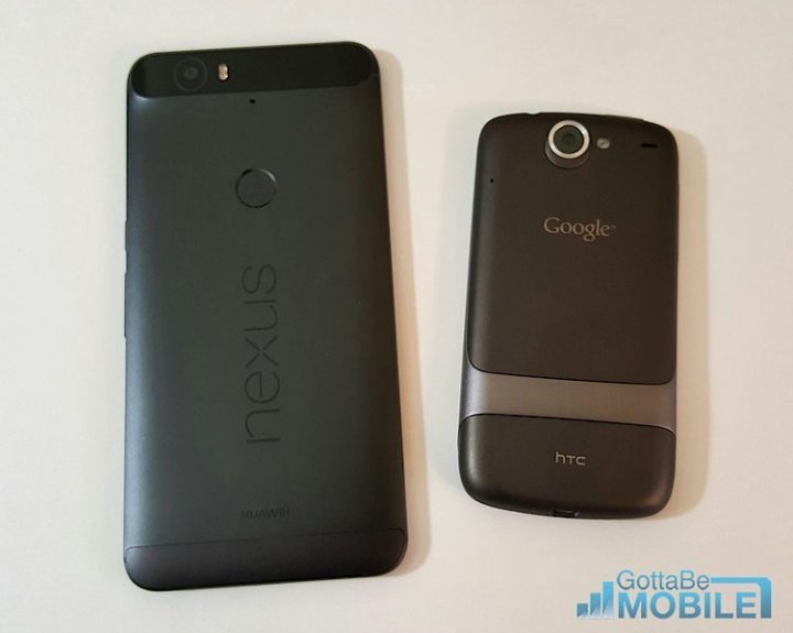 2015 Nexus 6P y el Nexus One original (fabricado por HTC)