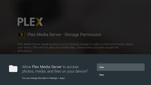 permitir que el servidor de medios plex utilice el almacenamiento