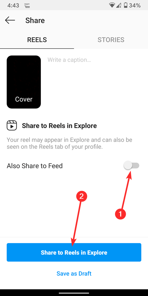 compartir Instagram Reels solo en Explorar
