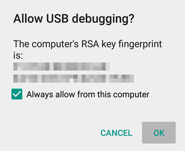 Permitir la depuración USB