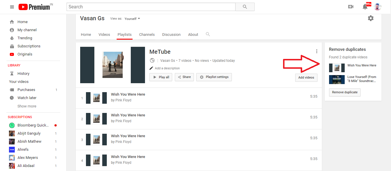Cómo eliminar canciones duplicadas de la lista de reproducción de YouTube Music