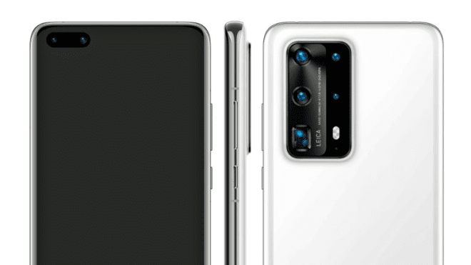 Los renders de Huawei P40 Pro revelan la configuración de la cámara Penta y la pantalla de doble agujero perforado