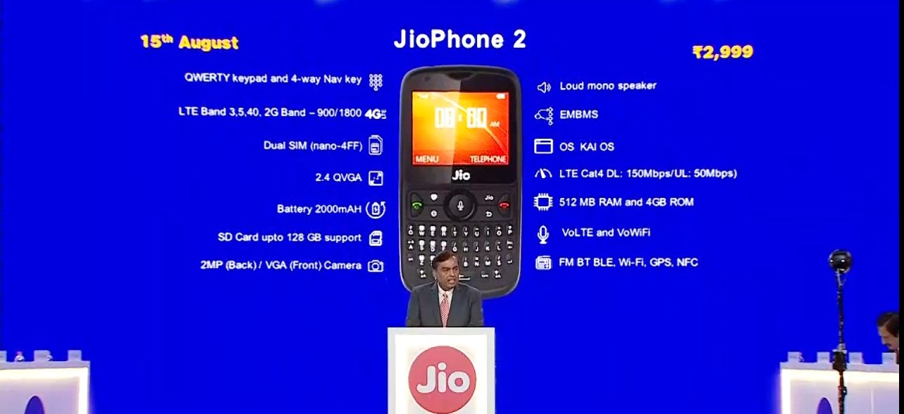 Jio Phone 2 se lanzó en India con teclado QWERTY, aplicaciones de WhatsApp, Facebook y YouTube