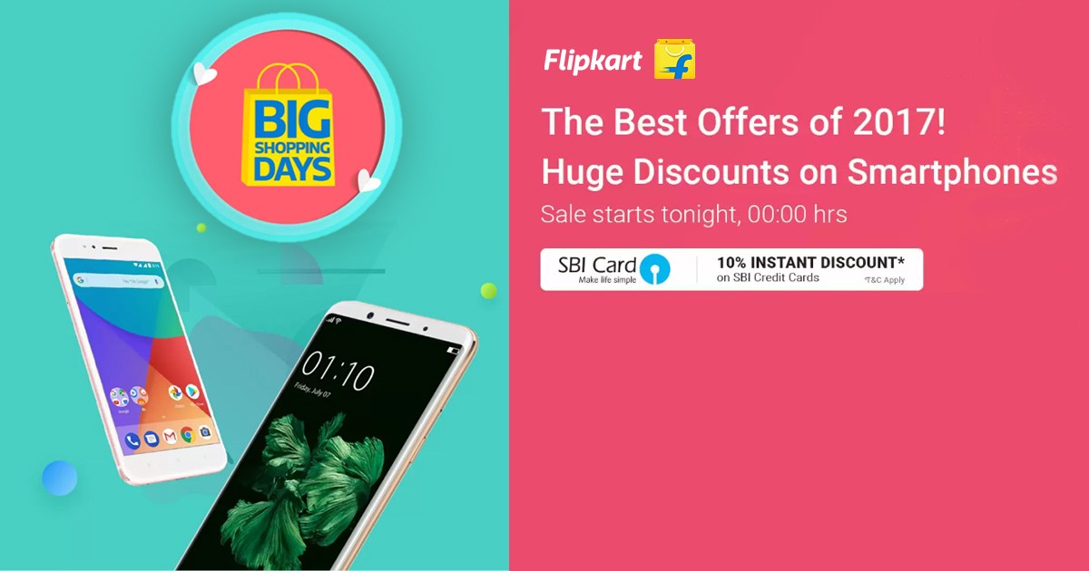 La oferta de Big Shopping Days de Flipkart ofrece grandes descuentos en móviles, ofertas en Pixel 2, Mi A1 y más