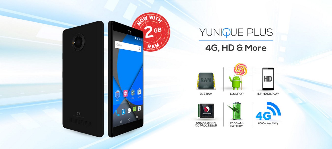 YU Yunique Plus con 2 GB de RAM Venta al por menor por 6,499 INR
