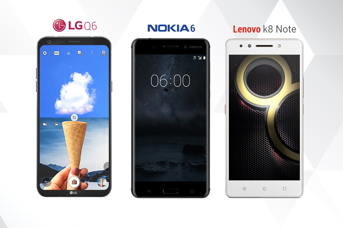 Nokia 6 VS LG Q6 VS Lenovo K8 Note - Comparación detallada de especificaciones