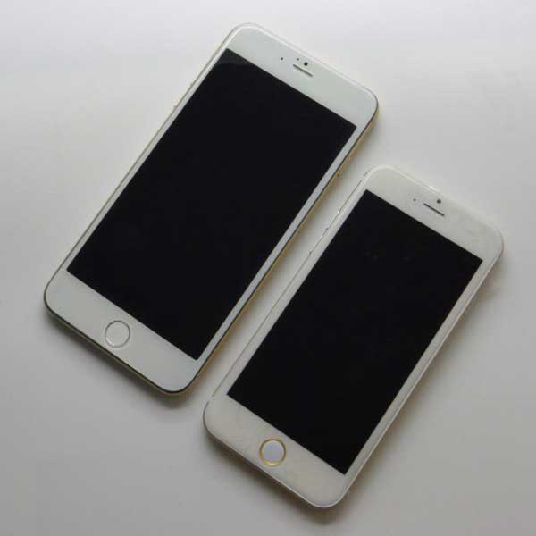 Comparación de cuerpo entre iPhone 6 y HTC One M8, pantallas de 4,7 ″ y 5,5 ″