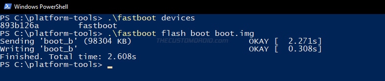 Ingrese el comando fastboot para flashear la imagen de arranque en su OnePlus Nord