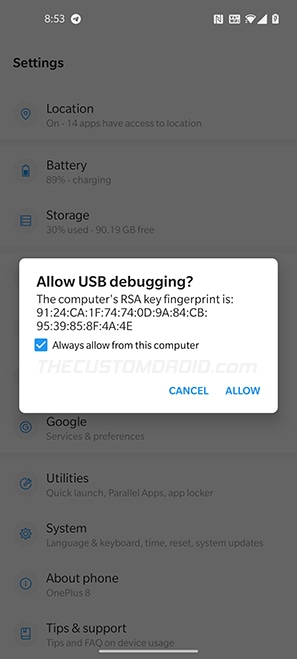 Permitir la depuración de USB en OnePlus Nord