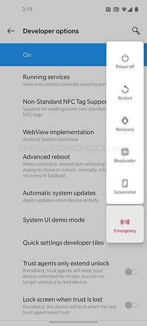 Ingrese al modo Fastboot / Recovery en OnePlus Nord usando el menú de reinicio avanzado