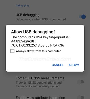Permitir la depuración de USB en Nokia 5.1