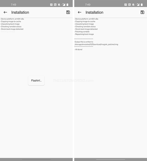 Parcheo de imagen de arranque OnePlus 8/8 Pro completado