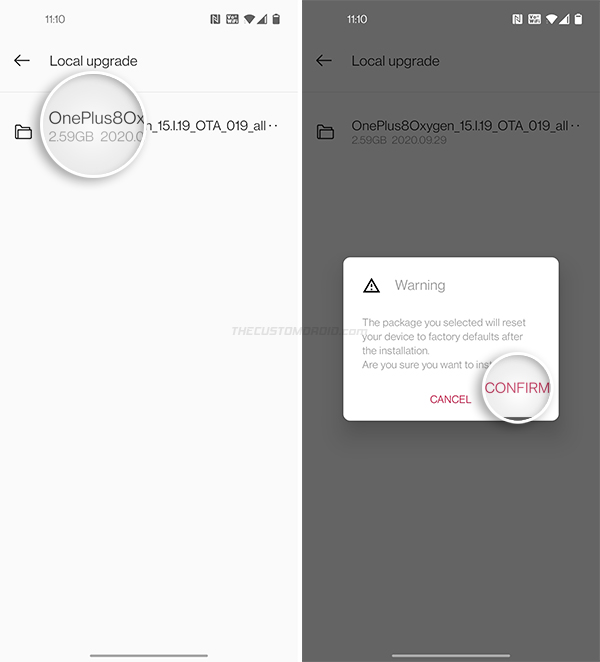 Confirme para degradar OnePlus 8/8 Pro de OxygenOS 11 a OxygenOS 10