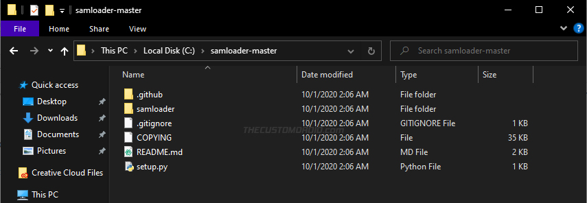 Extraiga el archivo ZIP de Samloader en la PC