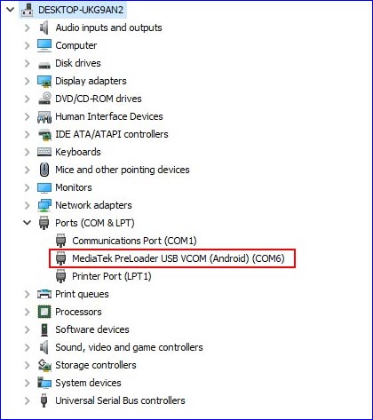 Conecte su dispositivo Android MediaTek a la PC con un cable USB