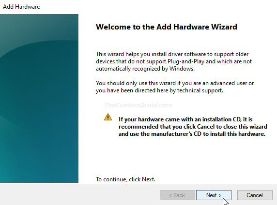 Agregar asistente de hardware en Windows