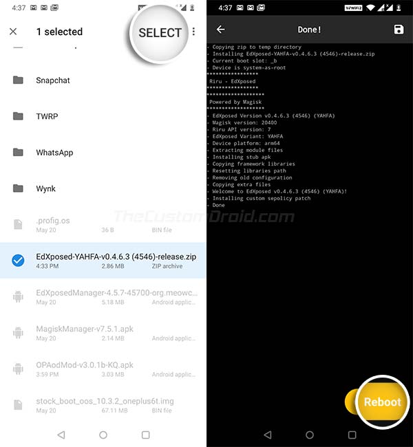Habilite AOD en OnePlus - Instale el módulo 'Riru - EdXposed' a través de Magisk Manager