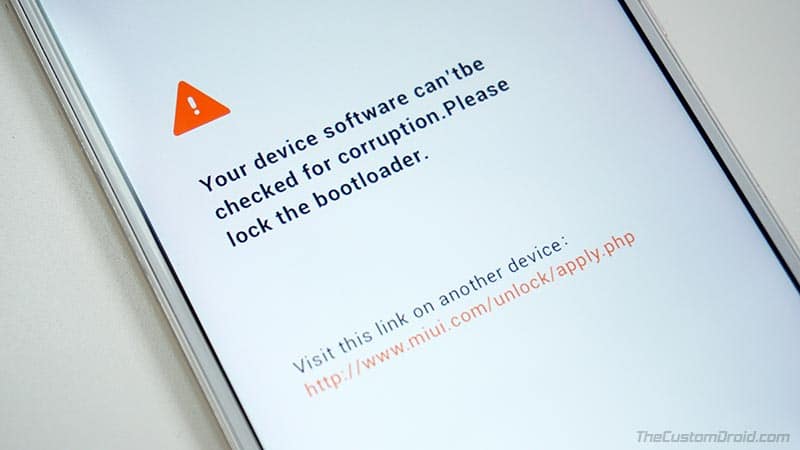 Mensaje de advertencia del cargador de arranque desbloqueado de Xiaomi