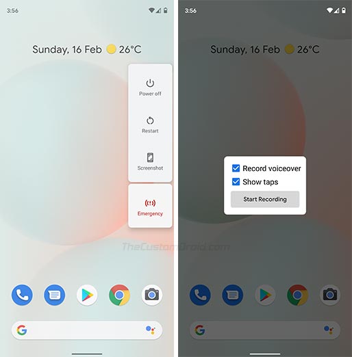 Use la función de grabación de pantalla de Android 10: mantenga presionado el botón 'Captura de pantalla'