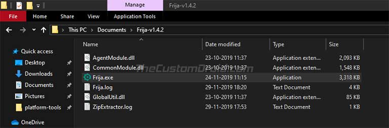 Haga doble clic en el archivo ejecutable 'Frija.exe' para iniciar Frija Tool