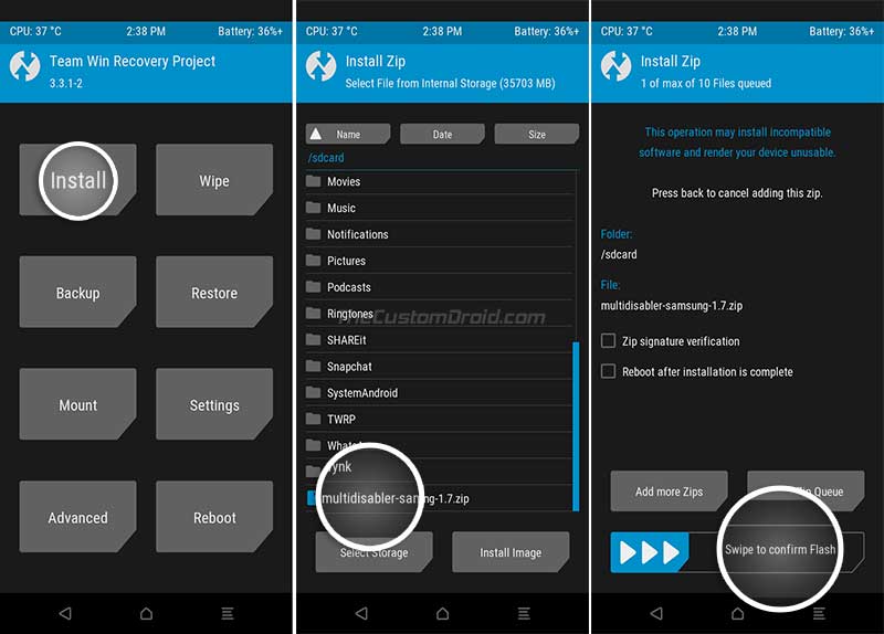Instale el zip Multi-Disabler en Samsung Galaxy Note 10 (Plus)