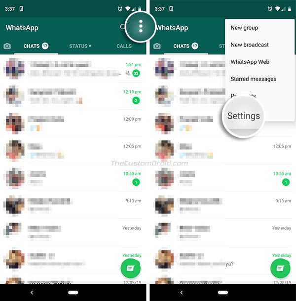 Habilite la función de bloqueo de huellas dactilares de WhatsApp: vaya a Configuración