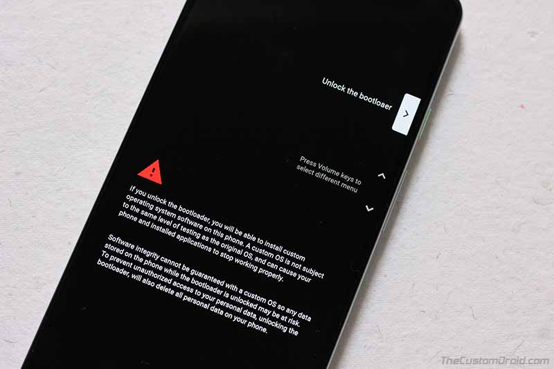 Confirme el mensaje de desbloqueo del cargador de arranque en su dispositivo Android