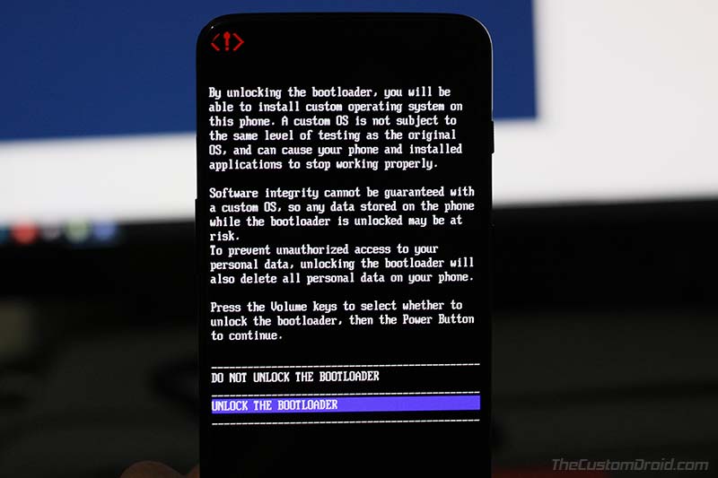 Desbloquear el cargador de arranque en OnePlus 7 y OnePlus 7 Pro: mensaje de confirmación