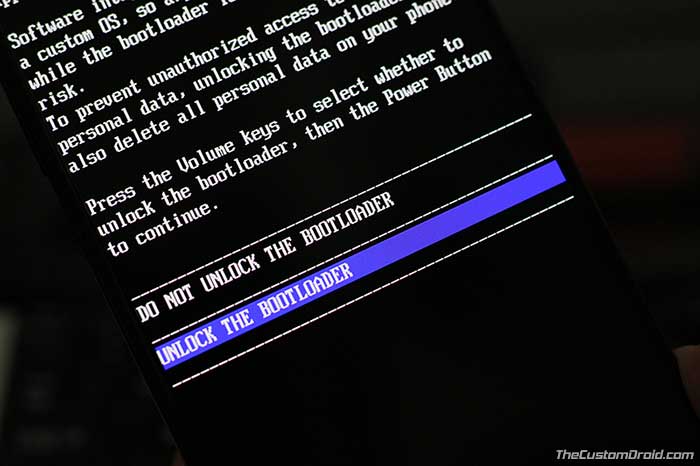 Desbloquear el cargador de arranque en T-Mobile OnePlus 6T - Mensaje de confirmación