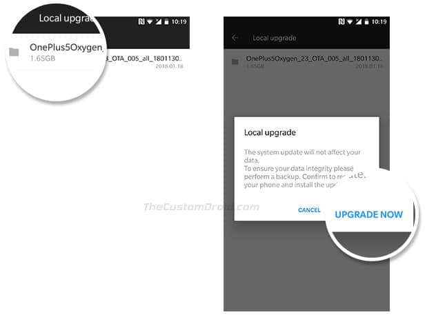 Instale la actualización de Android Pie OnePlus 5 / 5T (OxygenOS 9.0.1) - usando la actualización local - 02