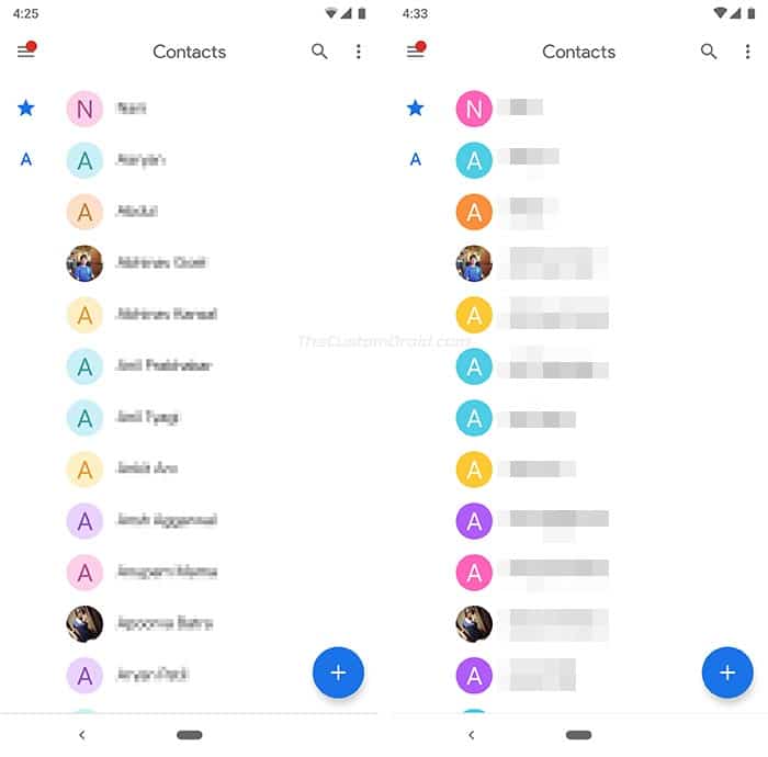 Contactos de Google 3.1: color de las miniaturas de contactos generadas automáticamente