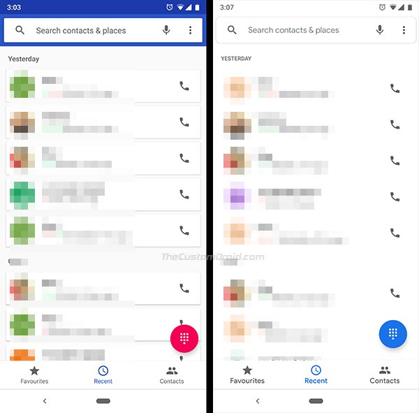 Google Phone v23 - Lista de llamadas recientes