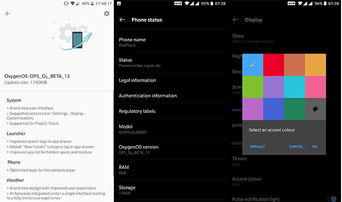 OxygenOS Open Beta 13/11 en OnePlus 5 / 5T - Capturas de pantalla