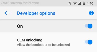 Habilite el desbloqueo OEM para desbloquear el cargador de arranque en Verizon Google Pixel XL
