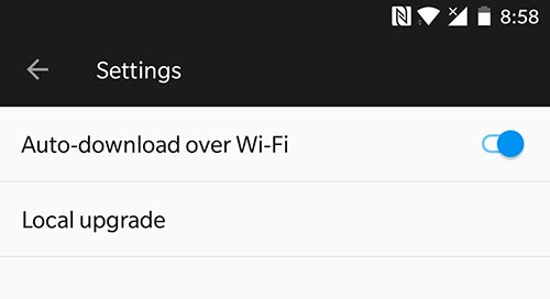 Instale Android P Beta en OnePlus 6: toque Actualización local