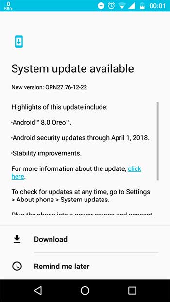 Instalar Moto Z Play Android 8.0 Actualización Oreo - Captura de pantalla OTA