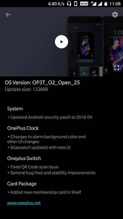 OxygenOS Open Beta 34/25 en OnePlus 3 / 3T Notificación OTA