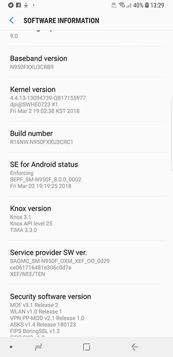 Instale Android Oreo en Exynos Galaxy Note 8 - Captura de pantalla OTA
