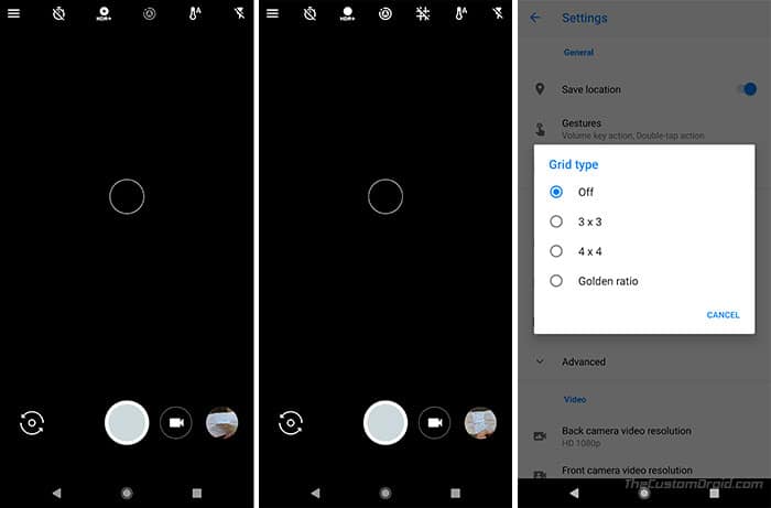 Actualización de Google Camera 5.2 - Opciones de cuadrícula en Configuración